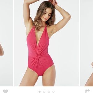 JustFab Fuschia twist knot plunge swimsuit!!!!!